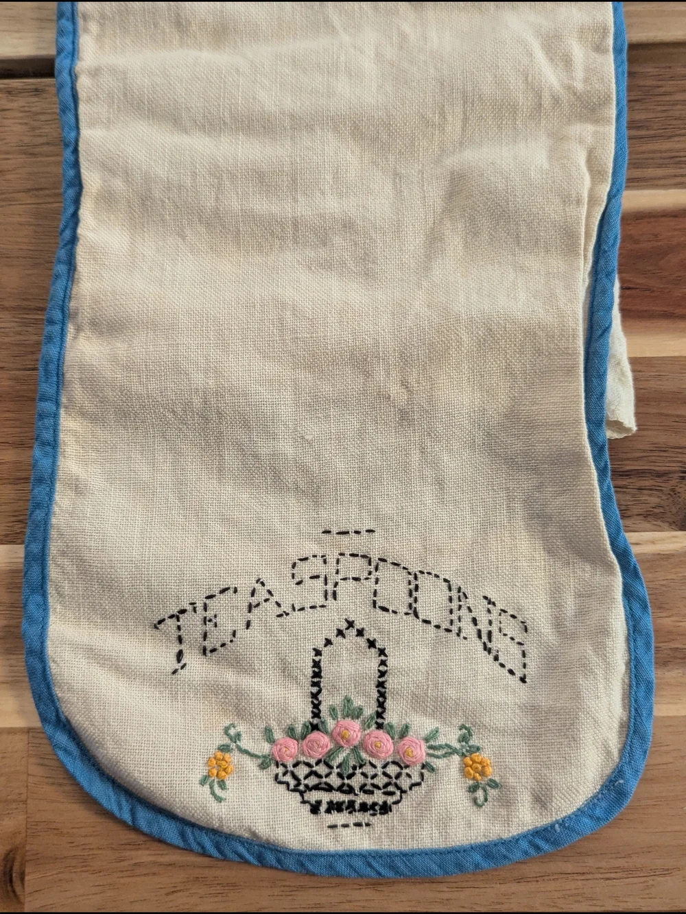 Hand Embroidered Linen Flatware Storage Rolls - Set of 3 Folk Art